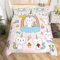 ZZTBQ Tiere Druck Cartoon Tiere Muster Bettwäsche Set 155x220 Kinder Bettwäsche Set Regenbogen Einhorn & Katze Bettbezug und Kissenbezug für Kinder Jungen Mädchen Jugend Schlafzimmer