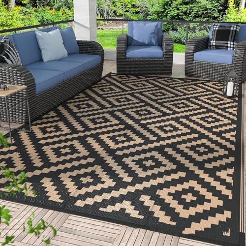HGTRH Tapis Jardin ExtéRieur Multicolore, Tapis De Jardin Exterieur Resistant Pluie, pour Balcon Terrasse Camping Jardin Patio avec Fond AntidéRapant, Pliable ImperméAble Tapis D'ExtéRieur