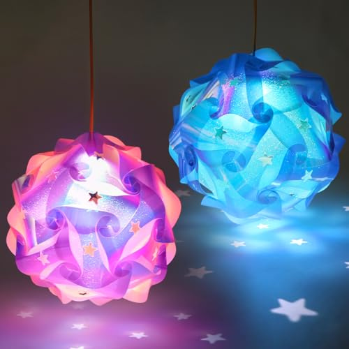 Laterne Kinder St Martin Bastelset, 2pcs Laterne St Martin, Laternenstab Kinder Led, Martinslaterne mit Stab Multicolor Laternen Bastelset für Martinsumzug Weihnachten Halloween Geburtstag (Blau Rosa)