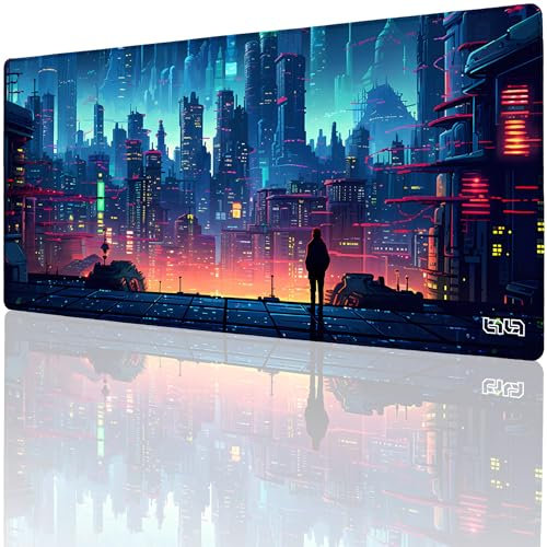 Tilt Tappetino Mouse XXL 90x40 cm Retro Cyberpunk | Antiscivolo Sottomano Scrivania | Impermeabile Tappetino Mouse Gaming | Accessori Scrivania Ufficio e PC