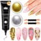 BISHENGYF 3d Nail Art: 15g Colle Faux Ongles Gel 3d Nail Art,2pcs Gold Und Silber Shimmer Chrome Ongle,Gel Ongle Nail Art 5d Kit Pour Bricolage Et Modelage Des Ongles à La Maiso