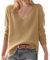 YCBMINGCAN Jersey para mujer con cuello de pico suelto y mangas de murciélago para mujer, color blanco, caqui, L