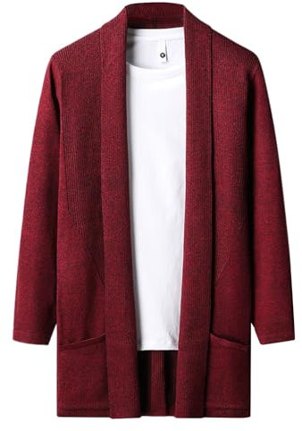 Faonkeew Herren Strickjacke Angenehmer Warm Cardigan Schlank Lange Windbreaker Jacken Longstrickjacke Long Jacke für Männer Classic Style Windbreaker Sweatshirt Mäntel mit Langen Ärmeln Business