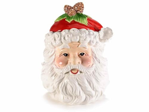 Gruppo Maruccia - Barattolo da Cucina per Alimenti, Zucchero, Biscotti - A Forma di Babbo Natale - In Ceramica