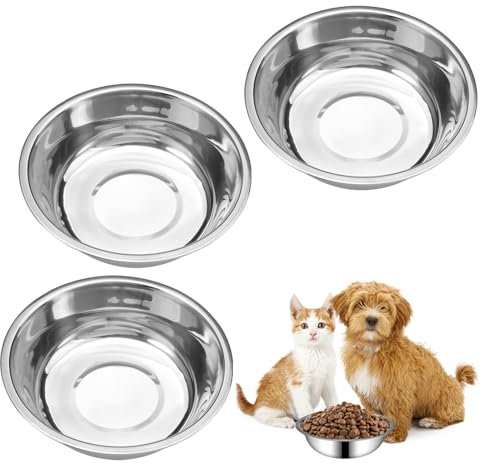 3 Pièces Gamelle Chien INOX,Gamelles en Acier Inoxydable pour Chats ou Petits Chiens,Gamelle pour Chien Gamelles d'alimentation pour Animaux Domestiques, Gamelles pour Animaux de Compagnie Cat Feeder
