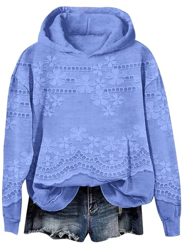 Felpe con cappuccio casual da donna con cappuccio morbido maglione da donna in pizzo floreale felpa elegante pullover felpa in morbido pile oversize autunno inverno Athleisure Streetwear donna felpe