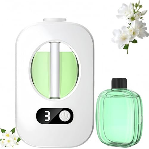 Automatic Aromatherapy Diffuser,Essential Oil Diffuser Rechargeable,4 Speeds Adjustable Air Freshener,Wall Mounted Essential Oil Diffuser,Digital Display Version of Aroma Diffuser for Room(Gardenia)