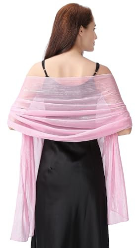 Ladiery Damen Schals und Tücher für Abendkleider, Leichtes Weiches Chiffon mit Glitzernden Strasssteinen, Formelle Schals und Tücher für Hochzeiten