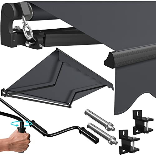 KESSER® Toldo articulado con brazo articulado, 250 x 200 cm, toldo para terraza, toldo con abrazadera, incluye soporte de pared, protección solar, toldo impermeable de aluminio/poliéster, antracita