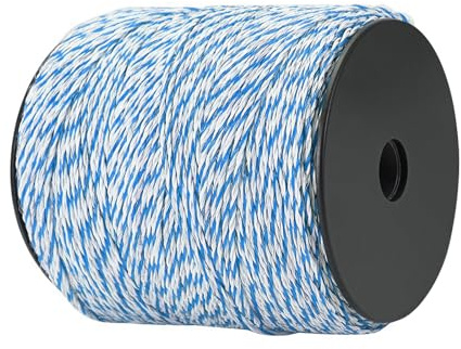 Longzhuo Electric Fence Polywire 500m - 6 Strands Steel Reinforced Conductor with Chuck, Farm Fencing Wire for Livestock, Cattle, Sheep, Horse & Crop Protection