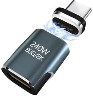 IVIVTOR USB C Magnet Adapter - 240W USB c magnetisch Adapter 24 pin mit 80gbps Übertragungsgeschwindigkeit geeignet für Laptop Tablet Handy - Schwarz