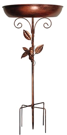 Vogeltränke für den Außenbereich, Retro-Becken, Metalltablett, Schmiedestand, Bewässerungstopf, Skulptur mit rustikalem Finish für Garten, Bauernhaus, Hof, Deck, Landschaft, Balkon
