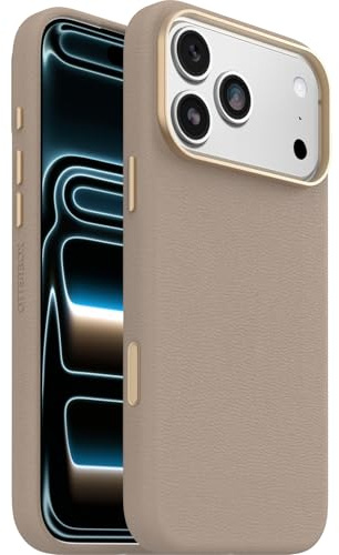 OtterBox Symmetry Cactus Leather MagSafe Case for iPhone 17 Pro Max, Grey | Shockproof, Drop-Proof, Protective Thin Case, 3x Tested to Military Standard