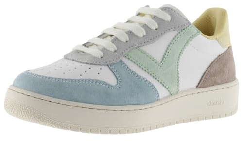 victoria Sneaker Madrid Lederoptik & Mehrfarbige VelourslederEinsätzen & Perforierte Zehenkappe 1258278 für Damen Jade 38