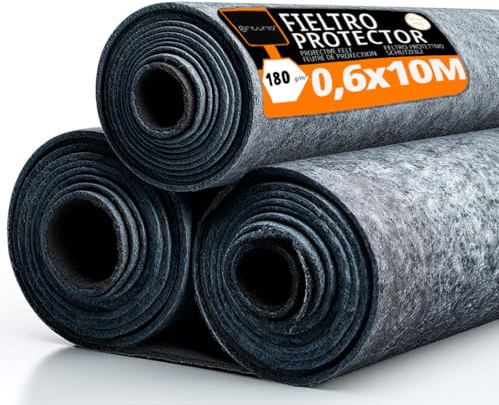 OFITURIA Bodenschutzvlies 60 cm x 10 m, 180 g/m², Set mit 3 Stück, ideal zum Schutz von Böden bei Malerarbeiten und Renovierungen (60cmx10m, 3 Stück)