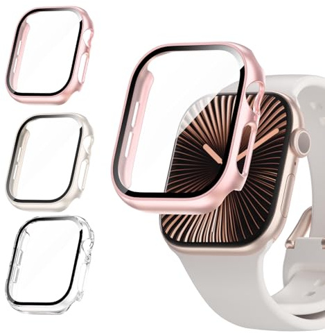3-Stück Schutzhülle mit Displayschutzfolie Kompatibel mit Apple Watch Series 11/10 42mm,Ultradünne Hard Hülle mit Kratzfest Gehärtetem Glas Schutzfolie für iWatch 42mm