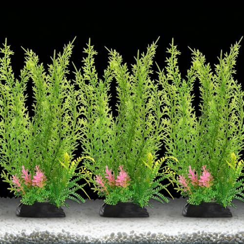 AOOTE Plantas de Acuario Artificiales,3 Piezas Plantas de Acuario Decoración,Planta de Acuario Realista Planta de Simulación,Adornos Accesorios para Accesorios Decoración y Paisajista