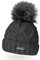 Neverless gefütterte Damen Strickmütze mit Fell-Bommel und Fleece-Futter, Kunstfell, Winter-Mütze, Bommelmütze, dunkelgrau Unisize