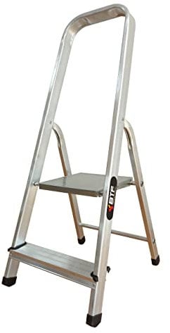 NAWA - Scala Domestica in Alluminio 2 Gradini | Leggera, Ripiegabile, Sicura | Perfetta per Decorazioni, Riparazioni Domestiche | Altezza Lavoro 38,5cm, Capacità 150kg, Aluminio