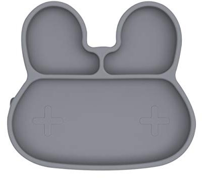 We Might Be Tiny Assiette adhésive en silicone Motif lapin Gris