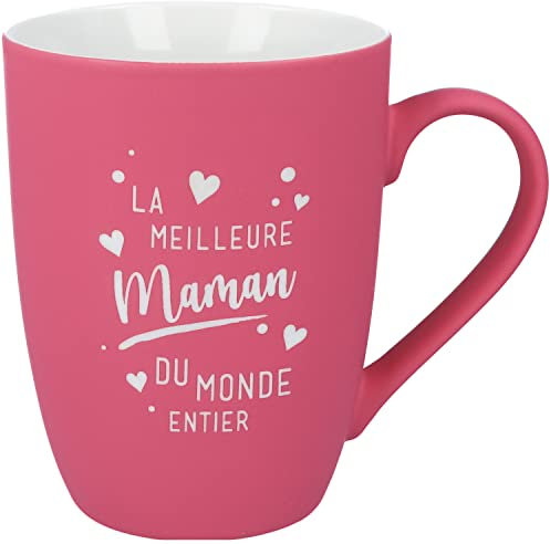 Spruchreif | Soft-Touch Tasse Pink La meilleure Maman du monde entier – Beidseitig gravierte Tasse mit französischem Spruch | Liebevolles Geschenk für Mama zum Muttertag oder Geburtstag