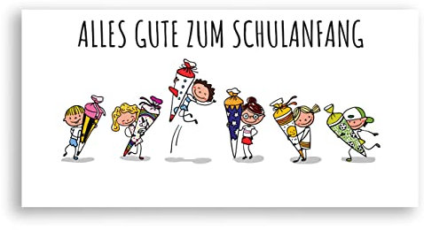 Friendly Fox Karte zur Einschulung, 1x Einschulungskarte DIN lang, alles Gute zum Schulanfang Karte Endlich Schulkind, KINDER