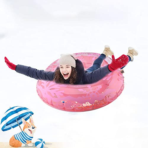 Snow Tube Schlitten,Aufblasbarer Schlitten,Schneeschlitten mit Robuste Griffen,Schneeflocken Schwerlast Skischlitten Schneeröhre Schlittenrohr für Erwachsene Winter Outdoor Sport Spaß,35,4 Zoll