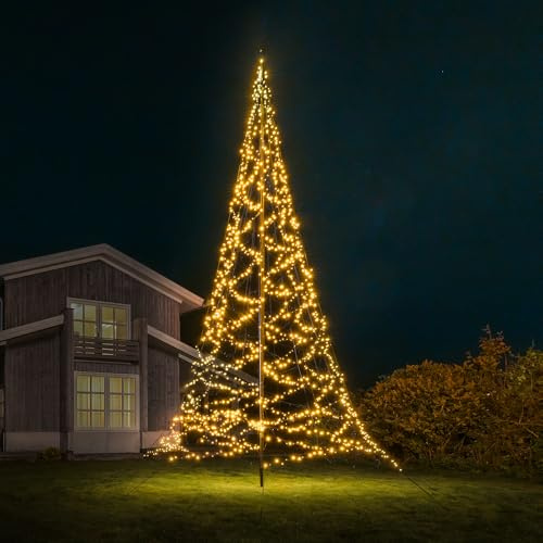 Lumedi - Weihnachtsbaumbeleuchtung für draußen - Exklusive Mast - Weihnachtsdeko, LED Lichterkette, Stimmungsvolle Beleuchtung - Geeignet für vorhandene Fahnenmasten - 8 Meter - 1600 LEDs