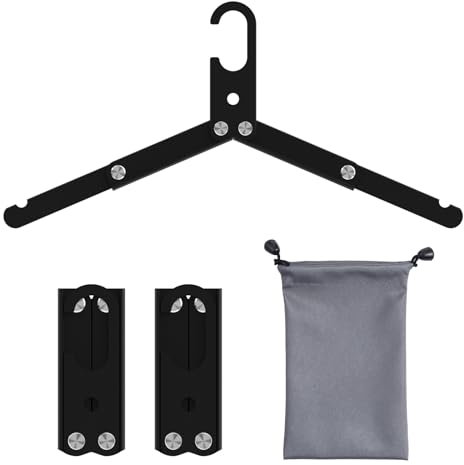 Sazfli Aluminum Foldable Travel Hangers 3-Pack – Lightweight & Durable with Gift Box, Windproof Hook – Compact Design for Outdoor, Cruise, Home (Black)