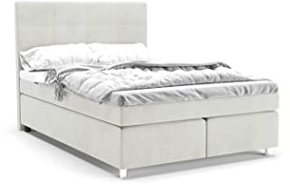 Clark Boxspringbett 140 x 200 cm Doppelbett mit hochwertiger Taschenfederkern Matratze inklusive Topper, Polsterbett, Bett, Bettgestell, Stilvoll, Schlafzimmer, Modern (Beige, 140 x 200 cm)