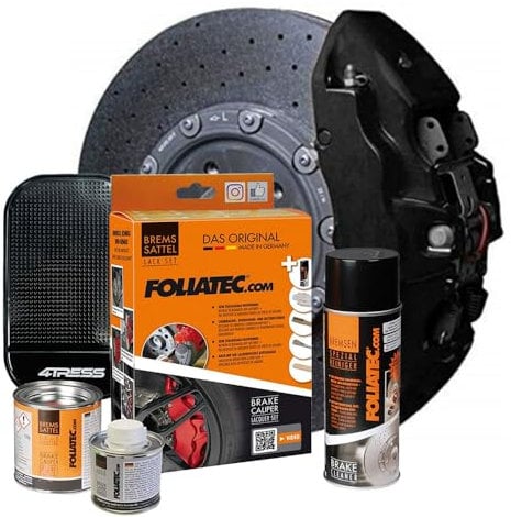 4Tress Foliatec Brake Calliper Paint Set, Matt Black (Pack of 2 x 125ml) Non Slip Car Dash Mat (4T-FT-2176)