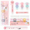 TIESOME Katzenpfoten-10 teiliges Schreibwaren Set mit niedlichen Katzenpfoten, Cartoon Katzen Briefpapier Set Kawaii Katzen Schulbedarf einziehbarer Radiergummi Ersatz Korrekturband(Rosa)