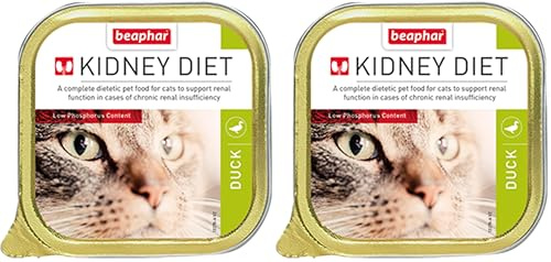 Beaphar | Kidney Diet for Cats | Supports Renal Function | Renal Insufficiency | Vet Recommended | Kidney Care | Low Protein & Low Phosphorus | Duck Flavour | 100g (Pack of 2)