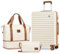 Joyway Set di valigie a guscio duro Valigia media con 4 ruote valigie leggere con chiusura TSA in guscio duro ABS La valigia contiene 1 borsa per il trasporto e 1 borsa per la toilette Bianco