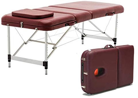 SXTYFBB Tragbare Massageliege Braun Tragbare Massageliege, Aluminium Massageliege Bett 3 Abschnitt Schönheit