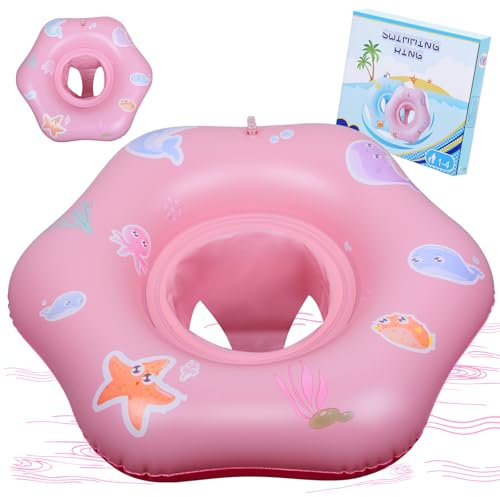 Oziral Salvagente Neonato Gonfiabile per Nuoto per Bambini con Base in Rete Morbida Boa per Nuoto per Bambini Adatta per Bambini da 12 Mesi a 4 Anni per Piscina salvagente per bambini da 48 Mesi rosa