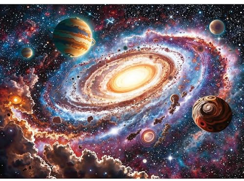 500 Piece Puzzles for Adults,Space Jigsaw Puzzle,Galaxy Planet Jigsaw Puzzles 500 Pieces,Solar System Creative Games and Easter Gifts Home Decor Toy for Adults Elders (20.5x14.9), 1:1 Poster