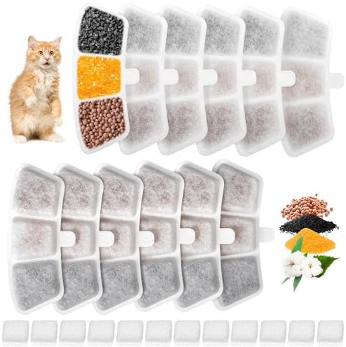 12x Filter Katzenbrunnen Kompatibel mit Oneisall PW04 3,5L Edelstahl Trinkbrunnen für Katze,inkl. 12 Filter Trinkbrunnen Katzen & 12 Schwammfilter passen für Oneisall PW04 Katzenbrunnen