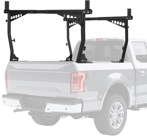 Universeller, ausziehbarer LKW-Leiterträger, 132–208 cm verstellbar, LKW-Träger Truck Rack,454kg Tragkraft,bohrfreier,robuster Pickup-Träger für Kajaks, Holz, Leitern, Surfbretter und Dachgepäck