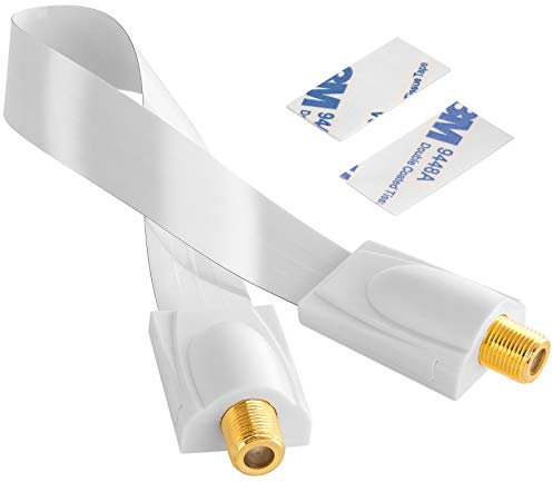 POPPSTAR 28cm SAT Fensterdurchführung (0,2 mm Fensterdurchführung SAT Kabel sehr flach), Kupplung (F-Stecker), vergoldete Kontakte, 2 Klebepads, weiß