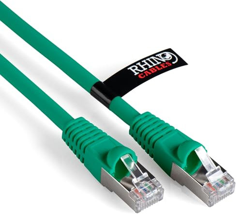 rhinocables CAT 6a Ethernet Cable | 10Gbps S/FT High-Speed & Large Bandwidth Data Transfer | Reliable LAN Network RJ45 Cable | Wi-Fi Broadband Cable for Seamless Gaming & Streaming (20m, Green)
