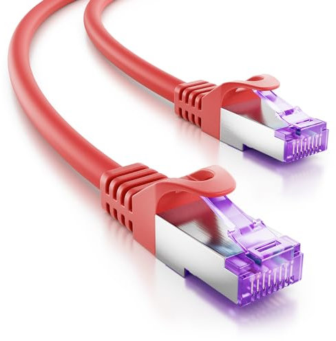 deleyCON 0,25m CAT7 Netzwerkkabel - 10 Gigabit - RJ45 Patchkabel Ethernet Kabel (Kupfer, SFTP PiMF Schirmung) - für Highspeed LAN DSL Switch Modem Router Patchpanel CAT7 CAT6 CAT5 - Rot