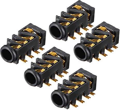 sourcing map 3,5mm Connecteur Jack Audio Montage Femelle Prise PCB sur Broche 8 PJ-393 5Pcs