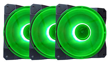 APEVIA CO312L-GN Cosmos 120mm Green LED Ultra Silent Case Fan w/ 16 LEDs & Anti-Vibration Rubber Pads (3 Pk)