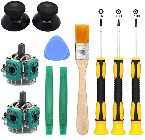 Supkeyer 2 Pcs 3D Controller Joystick Axis Analog Sensor Module & Thumbstick for Xbox One with Install Open Shell Tool Torx T10H T8H T6 Screwdriver Safe Prying Tool and Cleaning Brush