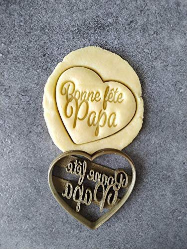 3DKOUPE - Emporte-pièce cœur - Bonne fête Papa - Couleur au choix - Conçu et fabriqué en France