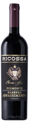 Ricossa Barbera DOC Appassimento Trocken (1 x 0.75 L) | trockener Rotwein aus Italien, vollmundiger Wein aus dem Piemont mit Frucht- & Würznoten