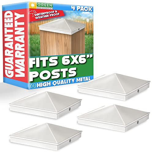 GreenLighting Pyramiden-Pfostenkappenabdeckung aus Aluminium, 15,2 x 15,2 cm, Weiß, 4 Stück, passend für 15,2 x 15,2 cm nominales Holz (True 5,5 x 5,5 cm), pulverbeschichtet, matt, für den