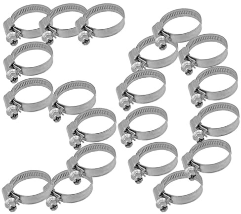 MegaHaustechnik 50 Stück Schlauchschelle aus Edelstahl VA, Spannbereich 16 bis 27mm 3/4 Zoll Schlauch-Außendurchmesser, mit 9mm Bandbreite, einstellbar Klemmschelle, Binder Wasser Gartenschlauch