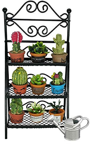 1:12 Dollhouse Plant Set (11pieces) for Garden Decoration (Balck)